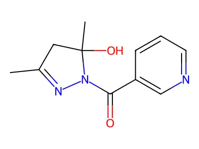 (5-Hydroxy-3,5-dimethyl-4,5-dihydro-1H-pyrazol-1-yl)(pyridin-3-yl)methanone structure