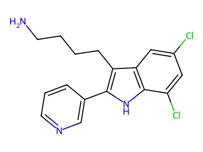 4-(5,7-Dichloro-2-pyridin-3-YL-1H-indol-3-YL)-butan-1-amine structure