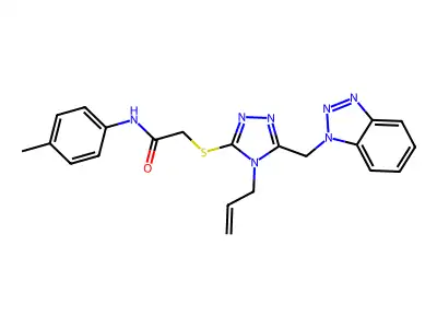 2-{[4-allyl-5-(1H-1,2,3-benzotriazol-1-ylmethyl)-4H-1,2,4-triazol-3-yl]sulfanyl}-N-(4-methylphenyl)acetamide structure
