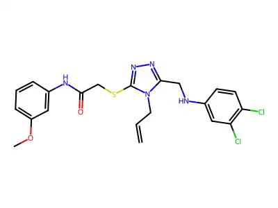 2-({4-allyl-5-[(3,4-dichloroanilino)methyl]-4H-1,2,4-triazol-3-yl}sulfanyl)-N-(3-methoxyphenyl)acetamide structure