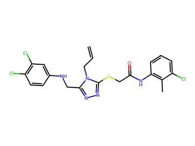 2-({4-allyl-5-[(3,4-dichloroanilino)methyl]-4H-1,2,4-triazol-3-yl}sulfanyl)-N-(3-chloro-2-methylphenyl)acetamide structure