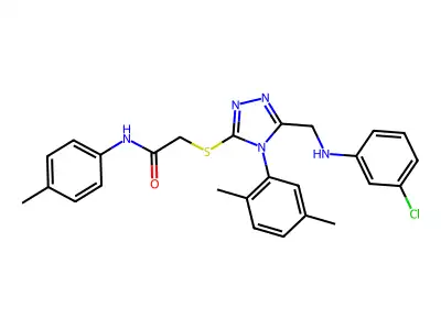 2-((5-(((3-Chlorophenyl)amino)methyl)-4-(2,5-dimethylphenyl)-4H-1,2,4-triazol-3-yl)thio)-N-(p-tolyl)acetamide structure