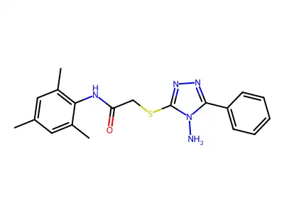 2-((4-amino-5-phenyl-4H-1,2,4-triazol-3-yl)thio)-N-mesitylacetamide structure