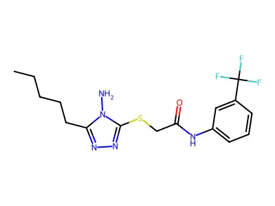 2-[(4-amino-5-pentyl-4H-1,2,4-triazol-3-yl)sulfanyl]-N-[3-(trifluoromethyl)phenyl]acetamide structure