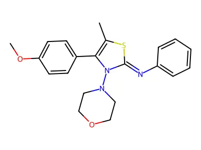 (Z)-N-(4-(4-methoxyphenyl)-5-methyl-3-morpholinothiazol-2(3H)-ylidene)aniline structure