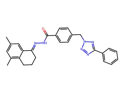 N-[(5,7-DIMETHYLTETRALIN-1-YLIDENE)AMINO]-4-[(5-PHENYLTETRAZOL-2-YL)METHYL]BENZAMIDE structure