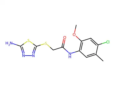 2-[(5-amino-1,3,4-thiadiazol-2-yl)sulfanyl]-N-(4-chloro-2-methoxy-5-methylphenyl)acetamide structure