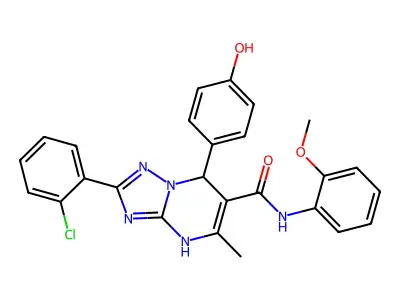2-(2-chlorophenyl)-7-(4-hydroxyphenyl)-N-(2-methoxyphenyl)-5-methyl-4,7-dihydro-[1,2,4]triazolo[1,5-a]pyrimidine-6-carboxamide structure