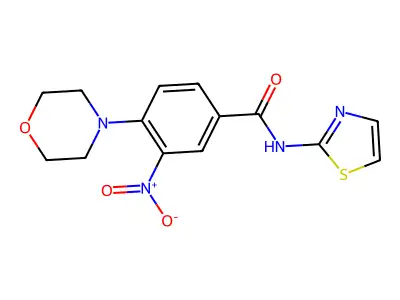 4-(4-morpholinyl)-3-nitro-N-(2-thiazolyl)benzamide structure