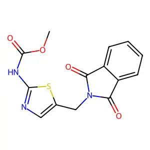 Methyl (5-((1,3-dioxoisoindolin-2-yl)methyl)thiazol-2-yl)carbamate structure