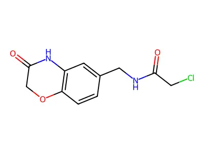 2-chloro-N-[(3-oxo-3,4-dihydro-2H-1,4-benzoxazin-6-yl)methyl]acetamide structure