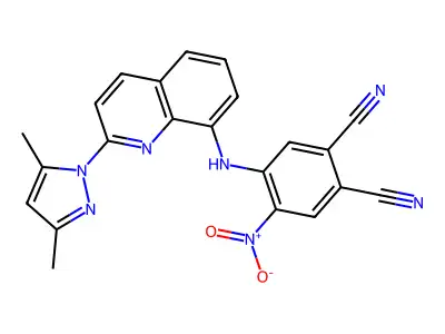 4-[[2-(3,5-dimethylpyrazol-1-yl)quinolin-8-yl]amino]-5-nitrobenzene-1,2-dicarbonitrile structure