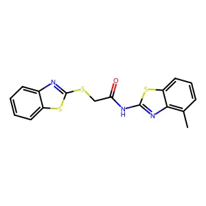 2-(1,3-benzothiazol-2-ylsulfanyl)-N-(4-methyl-1,3-benzothiazol-2-yl)acetamide structure