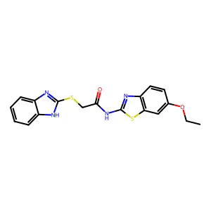 2-(1H-benzimidazol-2-ylsulfanyl)-N-(6-ethoxy-1,3-benzothiazol-2-yl)acetamide structure