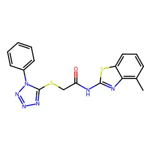 N-(4-methyl-1,3-benzothiazol-2-yl)-2-(1-phenyltetrazol-5-yl)sulfanylacetamide structure