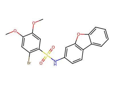 2-bromo-N-dibenzofuran-3-yl-4,5-dimethoxybenzenesulfonamide structure