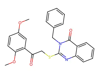 3-Benzyl-2-[2-(2,5-dimethoxyphenyl)-2-oxoethyl]sulfanylquinazolin-4-one structure