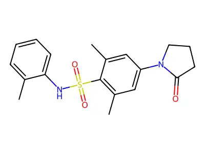 2,6-dimethyl-N-(2-methylphenyl)-4-(2-oxopyrrolidin-1-yl)benzenesulfonamide structure