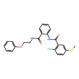 2-chloro-5-methylsulfanyl-N-[2-(2-phenoxyethylcarbamoyl)phenyl]benzamide structure