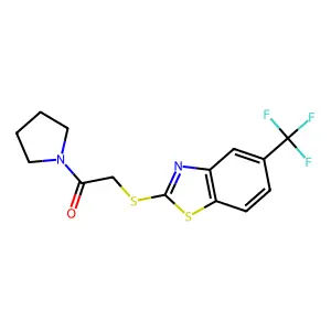 2-Oxo-2-(1-pyrrolidinyl)ethyl 5-(trifluoromethyl)-1,3-benzothiazol-2-yl sulfide structure