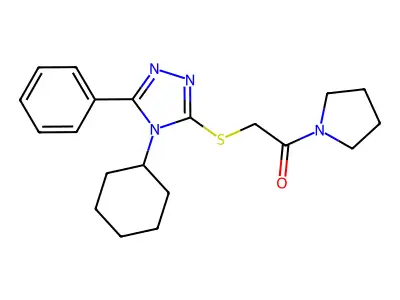 2-[(4-Cyclohexyl-5-phenyl-1,2,4-triazol-3-yl)sulfanyl]-1-pyrrolidin-1-ylethanone structure