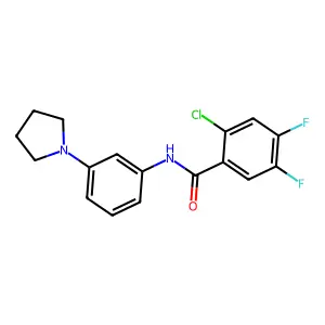 2-chloro-4,5-difluoro-N-(3-pyrrolidin-1-ylphenyl)benzamide structure