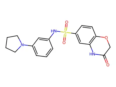 3-oxo-N-(3-pyrrolidin-1-ylphenyl)-4H-1,4-benzoxazine-6-sulfonamide structure