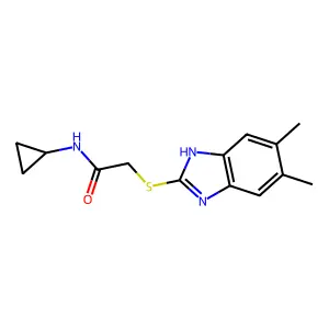 N-cyclopropyl-2-[(5,6-dimethyl-1H-benzimidazol-2-yl)sulfanyl]acetamide structure