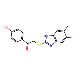 2-[(5,6-dimethyl-1H-benzimidazol-2-yl)sulfanyl]-1-(4-hydroxyphenyl)ethanone structure