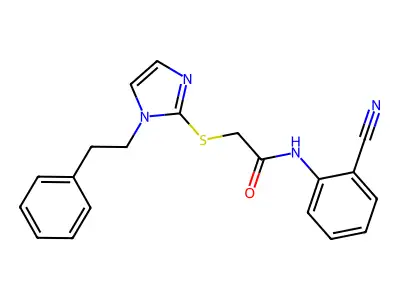 N-(2-cyanophenyl)-2-{[1-(2-phenylethyl)-1H-imidazol-2-yl]thio}acetamide structure