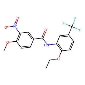 N-[2-ethoxy-5-(trifluoromethyl)phenyl]-4-methoxy-3-nitrobenzamide structure