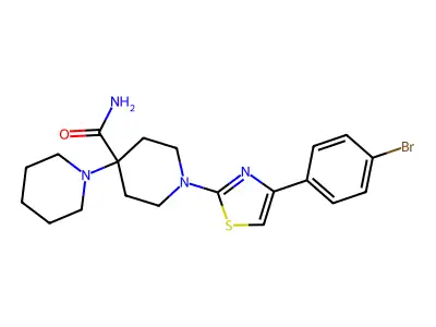 1-[4-(4-Bromophenyl)-1,3-thiazol-2-yl]-4-piperidin-1-ylpiperidine-4-carboxamide structure
