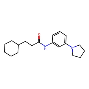 3-cyclohexyl-N-(3-pyrrolidin-1-ylphenyl)propanamide structure
