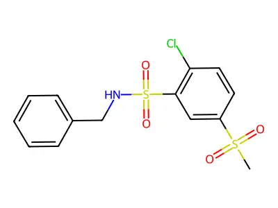 N-benzyl-2-chloro-5-(methylsulfonyl)benzenesulfonamide structure