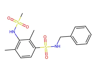 N-benzyl-2,4-dimethyl-3-[(methylsulfonyl)amino]benzenesulfonamide structure