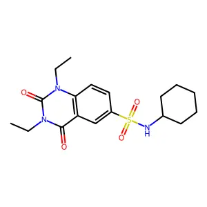 N-cyclohexyl-1,3-diethyl-2,4-dioxoquinazoline-6-sulfonamide structure