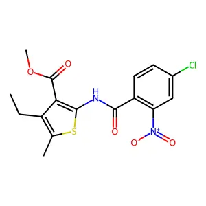 methyl 2-[(4-chloro-2-nitrobenzoyl)amino]-4-ethyl-5-methylthiophene-3-carboxylate structure