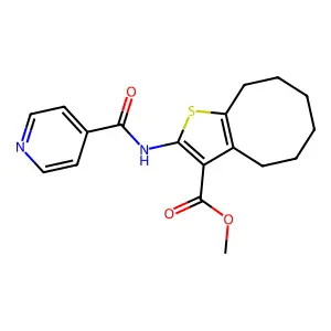 methyl 2-(pyridine-4-carbonylamino)-4,5,6,7,8,9-hexahydrocycloocta[b]thiophene-3-carboxylate structure