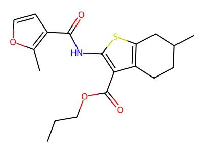 propyl 6-methyl-2-[(2-methylfuran-3-carbonyl)amino]-4,5,6,7-tetrahydro-1-benzothiophene-3-carboxylate structure