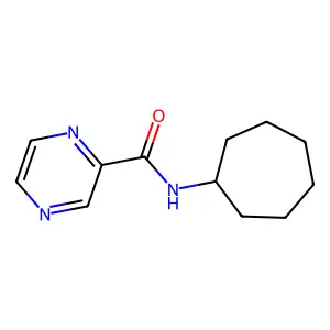 N-cycloheptylpyrazine-2-carboxamide structure
