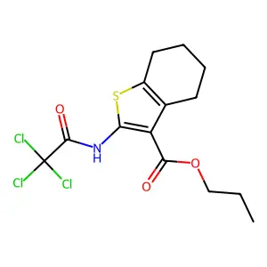 propyl 2-[(2,2,2-trichloroacetyl)amino]-4,5,6,7-tetrahydro-1-benzothiophene-3-carboxylate structure