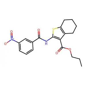 propyl 2-({3-nitrobenzoyl}amino)-4,5,6,7-tetrahydro-1-benzothiophene-3-carboxylate structure