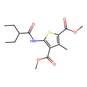 Dimethyl 5-(2-ethylbutanoylamino)-3-methylthiophene-2,4-dicarboxylate structure