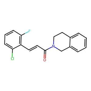 (E)-3-(2-chloro-6-fluorophenyl)-1-(3,4-dihydro-1H-isoquinolin-2-yl)prop-2-en-1-one structure