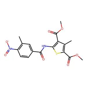 Dimethyl 3-methyl-5-[(3-methyl-4-nitrobenzoyl)amino]thiophene-2,4-dicarboxylate structure