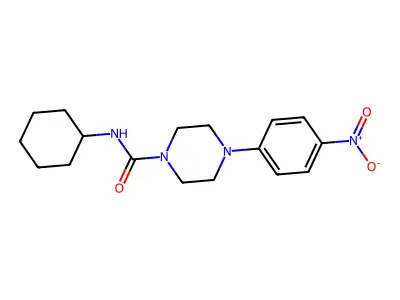 N-cyclohexyl-4-(4-nitrophenyl)piperazine-1-carboxamide structure