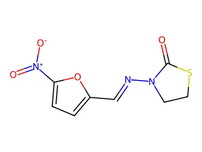 3-{[(5-Nitrofuran-2-yl)methylidene]amino}-1,3-thiazolidin-2-one structure