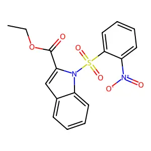 1H-Indole-2-carboxylic acid, 1-[(2-nitrophenyl)sulfonyl]-, ethyl ester structure