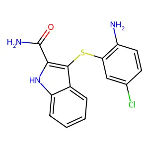 1H-Indole-2-carboxamide, 3-[(2-amino-5-chlorophenyl)thio]- structure
