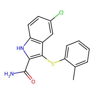1H-Indole-2-carboxamide, 5-chloro-3-[(2-methylphenyl)thio]- structure